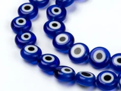 20 perles rondes en verre - œil porte bonheur - bleu roi - 8 mm