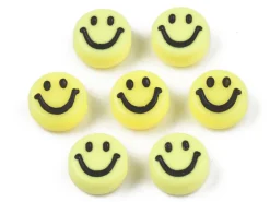 20 perles sourire en acrylique opaque - Jaune