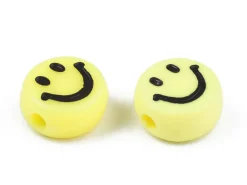 20 perles sourire en acrylique opaque - Jaune