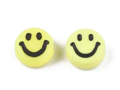 20 perles sourire en acrylique opaque - Jaune