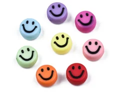 20 perles sourire en acrylique opaque - Multicolore