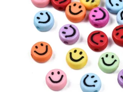 20 perles sourire en acrylique opaque - Multicolore