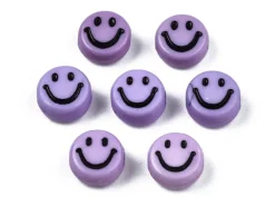 20 perles sourire en acrylique opaque - Violet