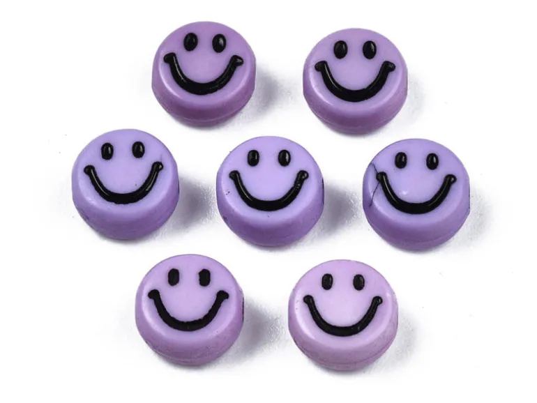 20 perles sourire en acrylique opaque - Violet