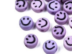 20 perles sourire en acrylique opaque - Violet