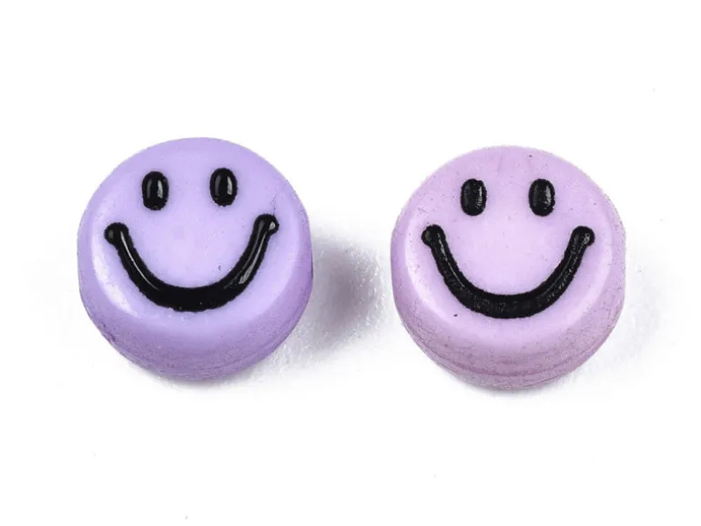 20 perles sourire en acrylique opaque - Violet