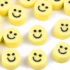 20 perles sourire en pâte polymère - 5 mm - jaune