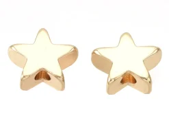 10 perles étoiles - doré à l'or fin 18k - 8 x 8 x 3 mm