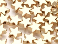 10 perles étoiles - doré à l'or fin 18k - 8 x 8 x 3 mm
