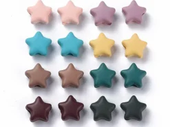 20 perles étoiles acryliques - Couleurs mattes - 9 mm
