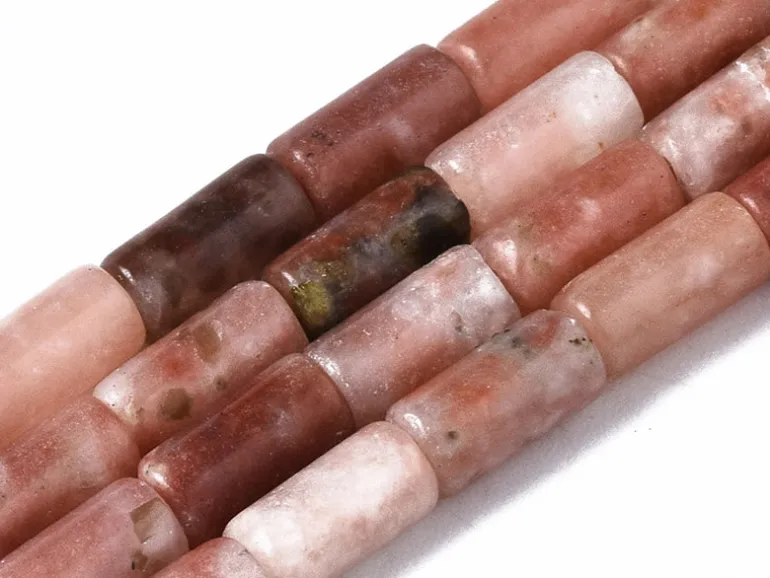 20 perles tube/colonne en jaspe - 6 x 3 mm