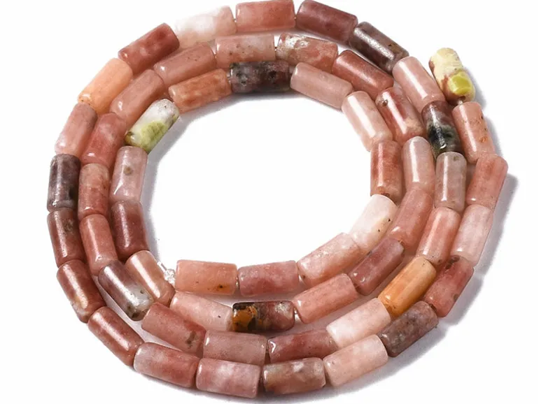 20 perles tube/colonne en jaspe - 6 x 3 mm