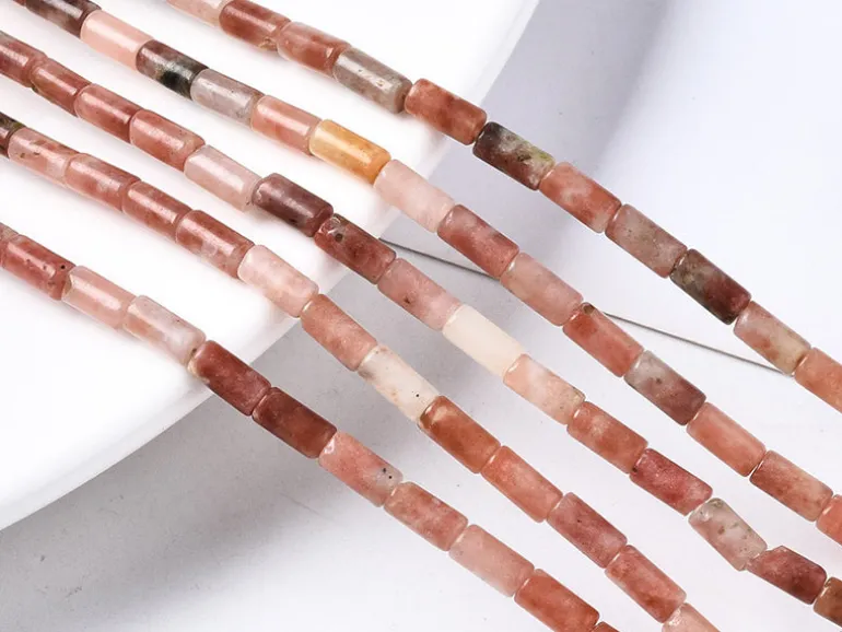 20 perles tube/colonne en jaspe - 6 x 3 mm