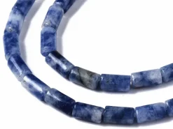 20 perles tube/colonne en jaspe bleu - 6 x 3 mm