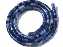 20 perles tube/colonne en jaspe bleu - 6 x 3 mm