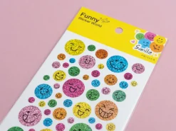 4 planches de stickers sourire holographiques