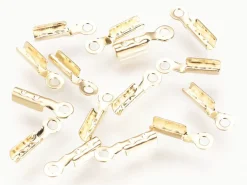 20 serre fil / embouts pour cordon - doré à l'or fin 18k - 7,5 x 2 x 1,5 mm