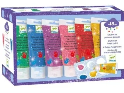6 tubes de peinture à doigts - Paillettes - Djeco