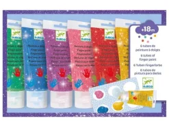 6 tubes de peinture à doigts - Paillettes - Djeco