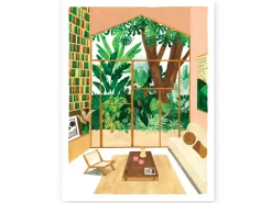 Affiche aquarelle - intérieur d'une maison - 29,7 x 39,7 cm - ATWS
