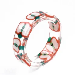 Bague en résine époxy transparente - Pomme