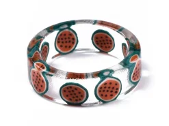 Bague en résine époxy transparente - Pastèque