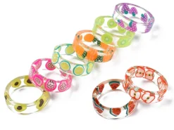 Bague en résine transparente - Fruit aléatoire