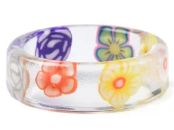 Bague en résine transparente - Fleur
