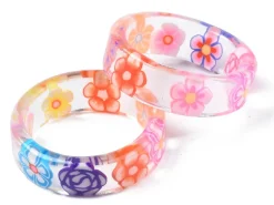 Bague en résine transparente - Fleur