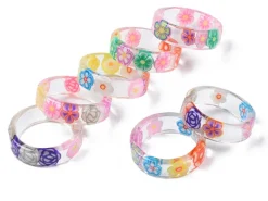Bague en résine transparente - Fleur