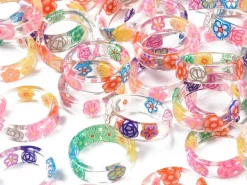 Bague en résine transparente - Fleur