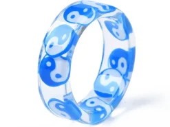Bague en résine transparente - Yin Yang - Couleur aléatoire
