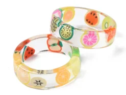 Bague en résine transparente - Fruits
