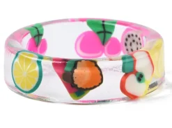 Bague en résine transparente - Fruits