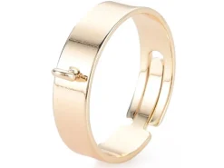 Bague large réglable dorée à l'or fin 18k - Avec anneau - 17 mm