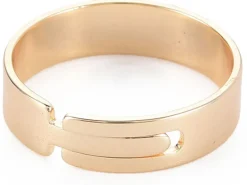 Bague large réglable dorée à l'or fin 18k - Avec anneau - 17 mm