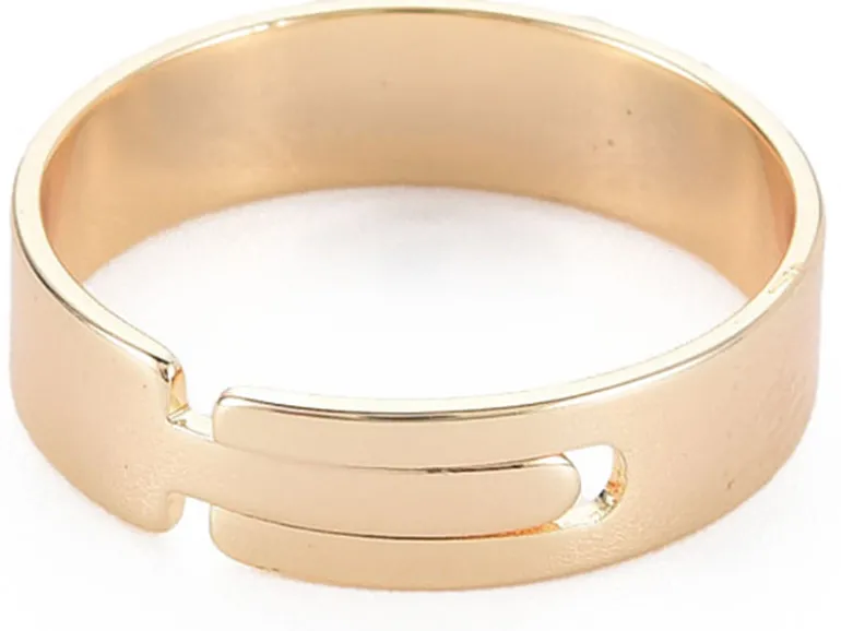 Bague large réglable dorée à l'or fin 18k - Avec anneau - 17 mm