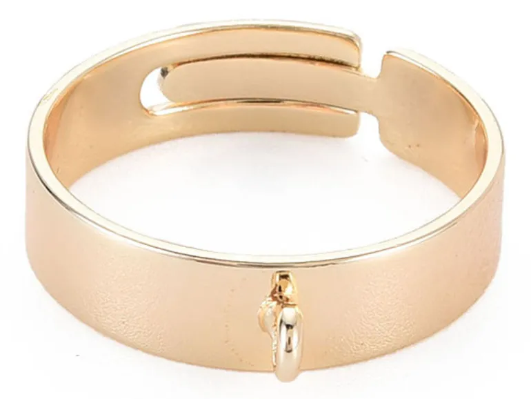 Bague large réglable dorée à l'or fin 18k - Avec anneau - 17 mm