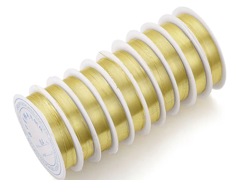 Bobine de 25 m de fil cuivre doré - 0,2 mm - Doré clair