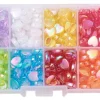 Boite d'assortiment de perles en plastique en forme de cœur - 8 couleurs