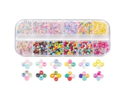 Boite d'assortiment de perles de rocaille - 12 compartiments multicolores