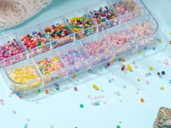 Boite d'assortiment de perles de rocaille - 12 compartiments multicolores