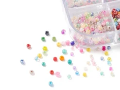 Boite d'assortiment de perles de rocaille - 12 compartiments multicolores