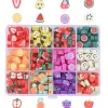 Boite de 12 compartiments de perles fruits en pâte polymère - Multicolore