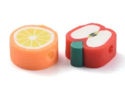 Boite de 12 compartiments de perles fruits en pâte polymère - Multicolore