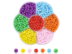 Boite de 7 couleurs de grosses perles de rocailles - 4 mm