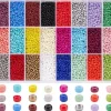 Boite de 24 couleurs de perles de rocailles rondes - 8/0 soit environ 3 mm de diam.