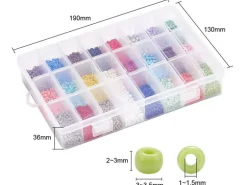 Boite de 24 couleurs de perles de rocailles rondes - 8/0 soit environ 3 mm de diam.