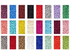 Boite de 24 couleurs de perles de rocailles rondes - 8/0 soit environ 3 mm de diam.