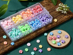 Boite de 8 couleurs de perles heishi épaisses rayées